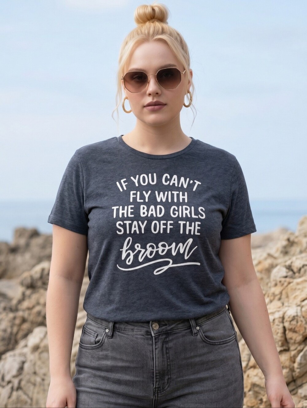 If You Can't Fly with the Big Girls Stay Off the Broom Gray T-Shirt Size L